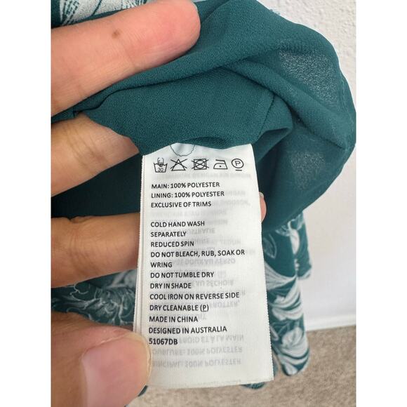 Bardot Green Floral Maxi Dress Size 6 | Flowy Ruffle Asymmetrical Hem - Picture 8 of 8